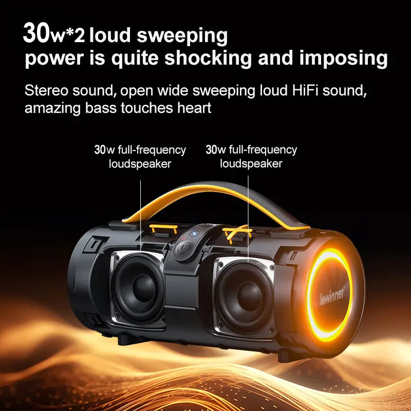 Mother'S Day Sale Lewinner Portable Bluetooth Wireless Speaker Bathroom Waterproof 30W*2 Dual Speakers IPX7 Waterproof Portable Bass Stereo Audio RGB Lights TWS Pairing for Home Outdoor Party Beach Gift Ideas Tiktokshopspringglowup