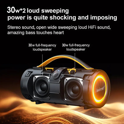 Mother'S Day Sale Lewinner Portable Bluetooth Wireless Speaker Bathroom Waterproof 30W*2 Dual Speakers IPX7 Waterproof Portable Bass Stereo Audio RGB Lights TWS Pairing for Home Outdoor Party Beach Gift Ideas Tiktokshopspringglowup