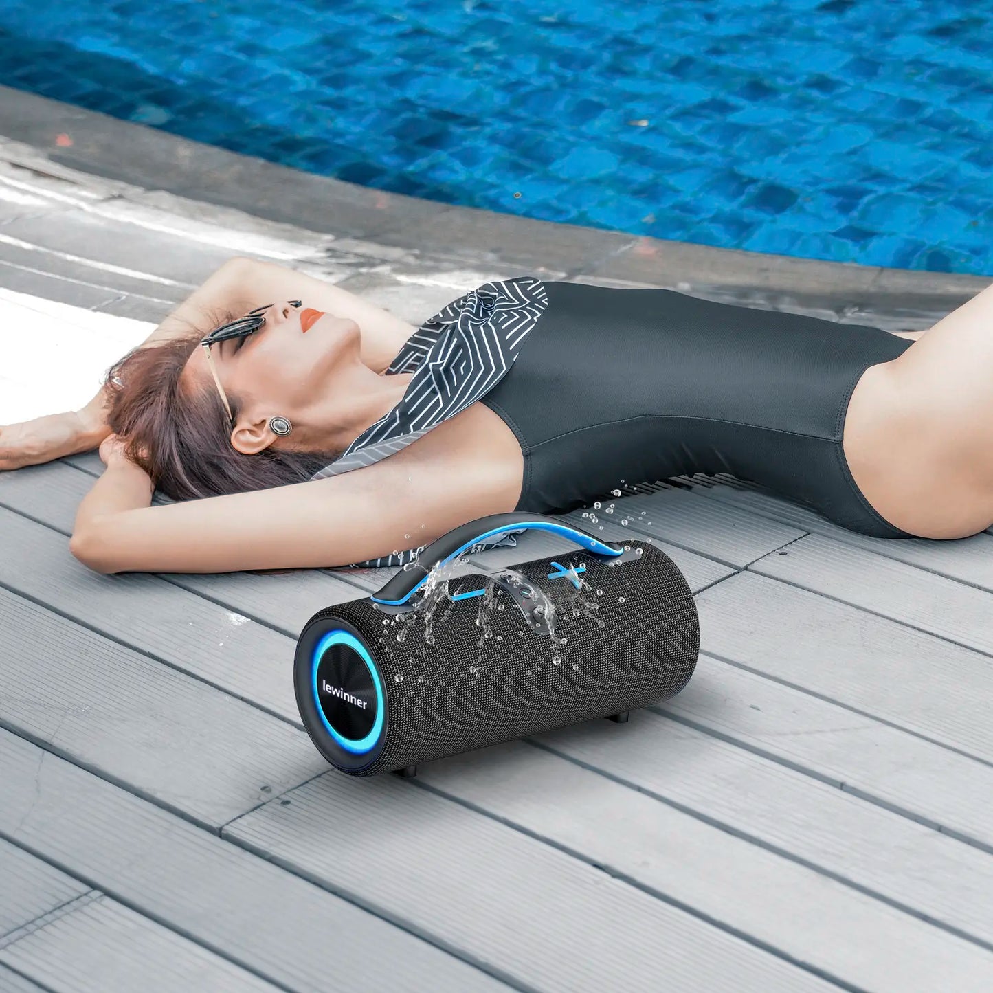 Mother'S Day Sale Lewinner Portable Bluetooth Wireless Speaker Bathroom Waterproof 30W*2 Dual Speakers IPX7 Waterproof Portable Bass Stereo Audio RGB Lights TWS Pairing for Home Outdoor Party Beach Gift Ideas Tiktokshopspringglowup