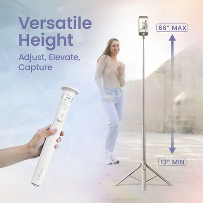 Kraftgeek Justtap Magnetic/Clamp Head 66" Selfie Stick Tripod for Iphone & Android Phones, Compatible with Magsafe, Fits Iphone 12/13/14/15/16/17 Series & Ipad, Magsafe Case & Other Phones with Metal Ring, with Rechargeable Wireless Remote