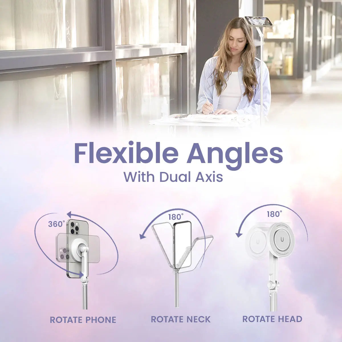 Kraftgeek Justtap Magnetic/Clamp Head 66" Selfie Stick Tripod for Iphone & Android Phones, Compatible with Magsafe, Fits Iphone 12/13/14/15/16/17 Series & Ipad, Magsafe Case & Other Phones with Metal Ring, with Rechargeable Wireless Remote