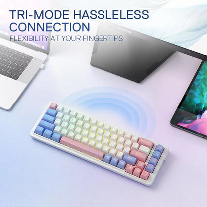 Redragon K709 PRO 65% Wireless Gasket RGB Gaming Keyboard, 68 Keys Hot-Swap Compact Mechanical Keyboard W/Free-Mod Socket, 5-Layer Noise Dampening & round PBT Keycaps, Quiet Custom Linear Switch